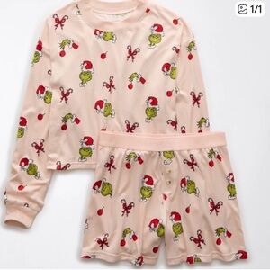 2024 Limited Edition Grinch Candy Cane Pink Pajama Set